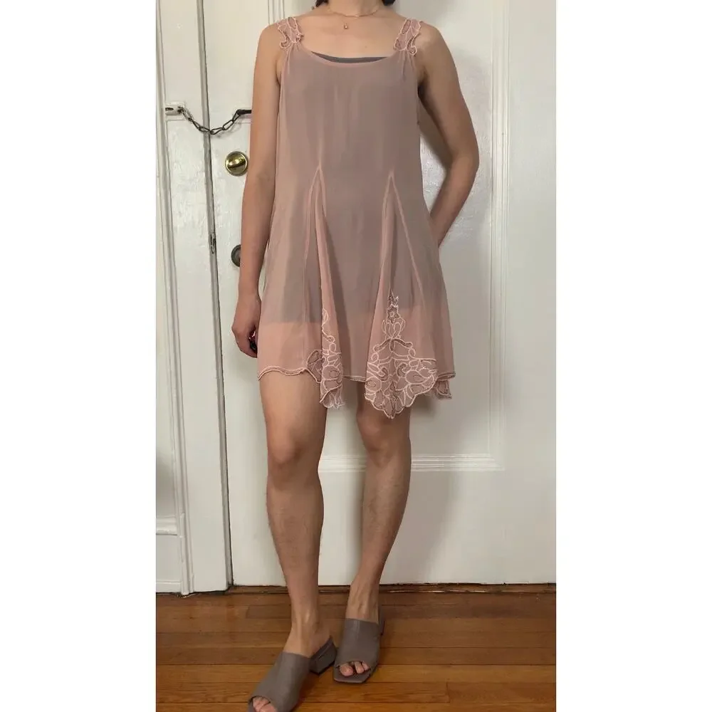 Free people floral pattern beaded sheer mini dress - Picture 4 of 5